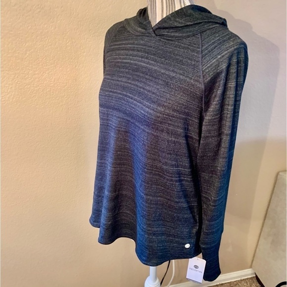 NWT Athletic Hoodie Medium Apana Yoga Lifestyle Activewear Heather Black LongSlv - Picture 6 of 16